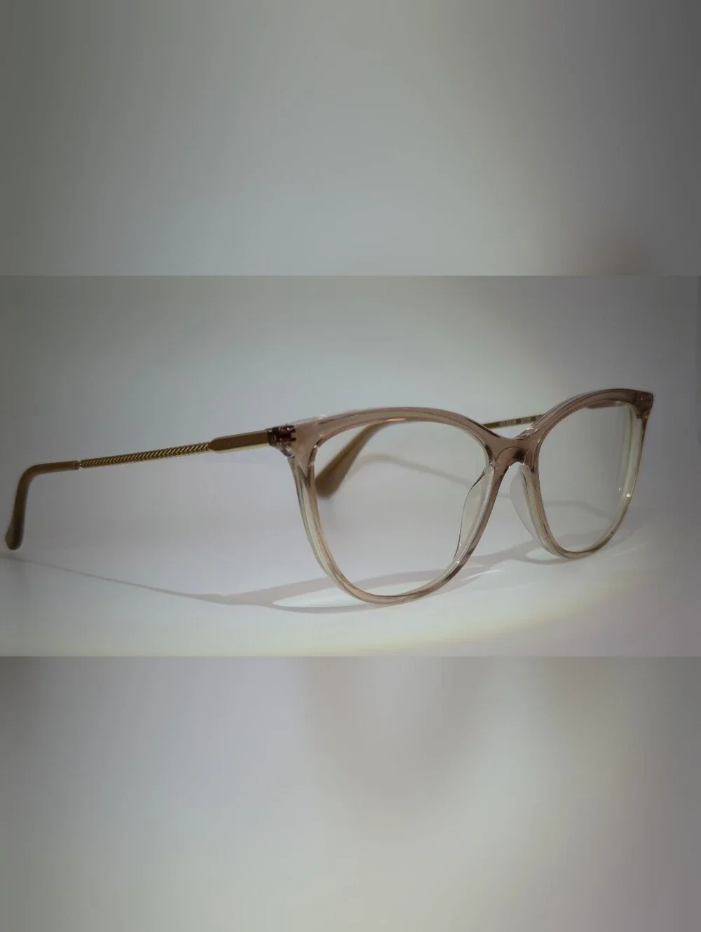 Vogue Women's Clear Beige Cat Eye Gold Eyewear.